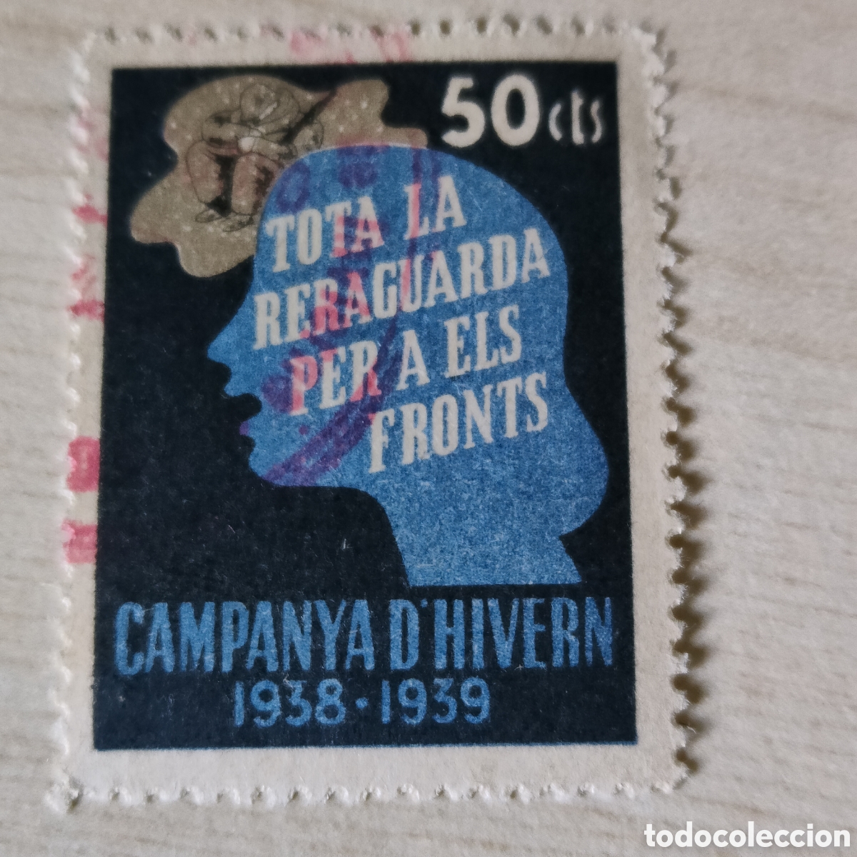 Sellos: 1a1 Campanya Hivern 50 cts Tota la Reraguarda per a els front Allepuz 3459