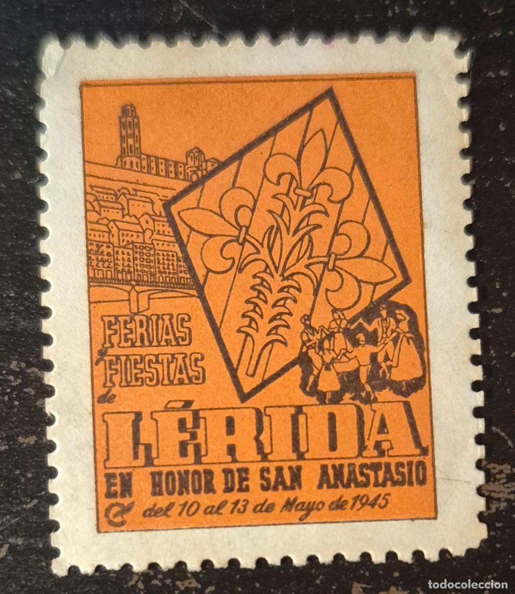 Sellos: A&ntilde;o 1945 Vi&ntilde;eta festiva - Fiestas patronales de LLeida - Nuevo sin goma- Se env&iacute;a el de la imagen