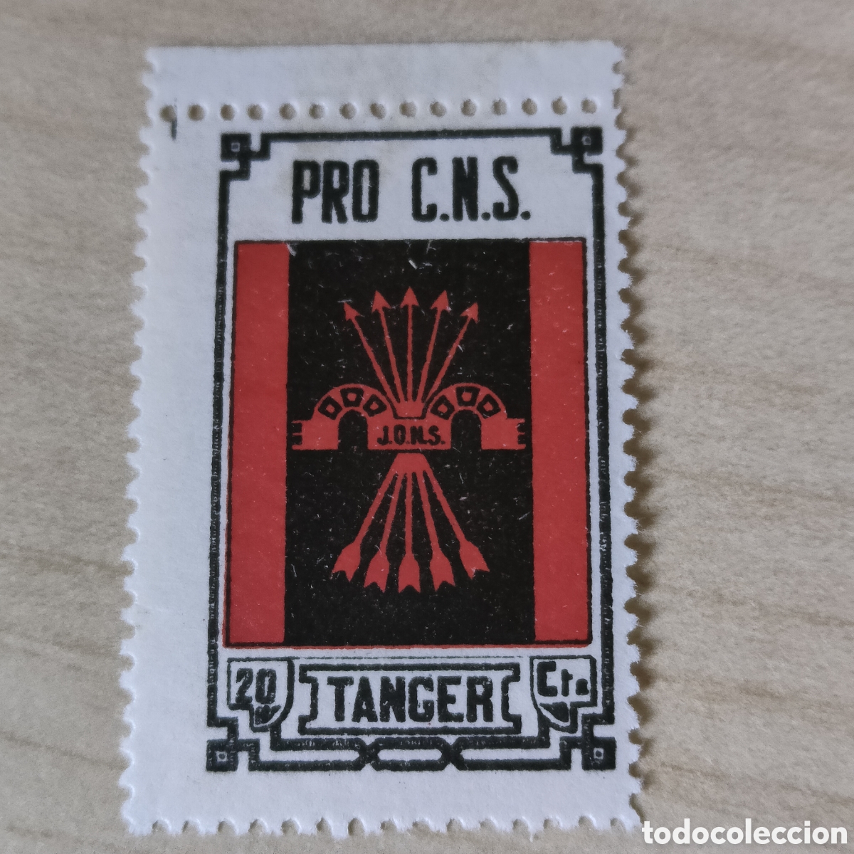 Sellos: a89 RARO Marruecos Tanger C.N.S. FET de la JONS 29 cts Falange Allepuz 10