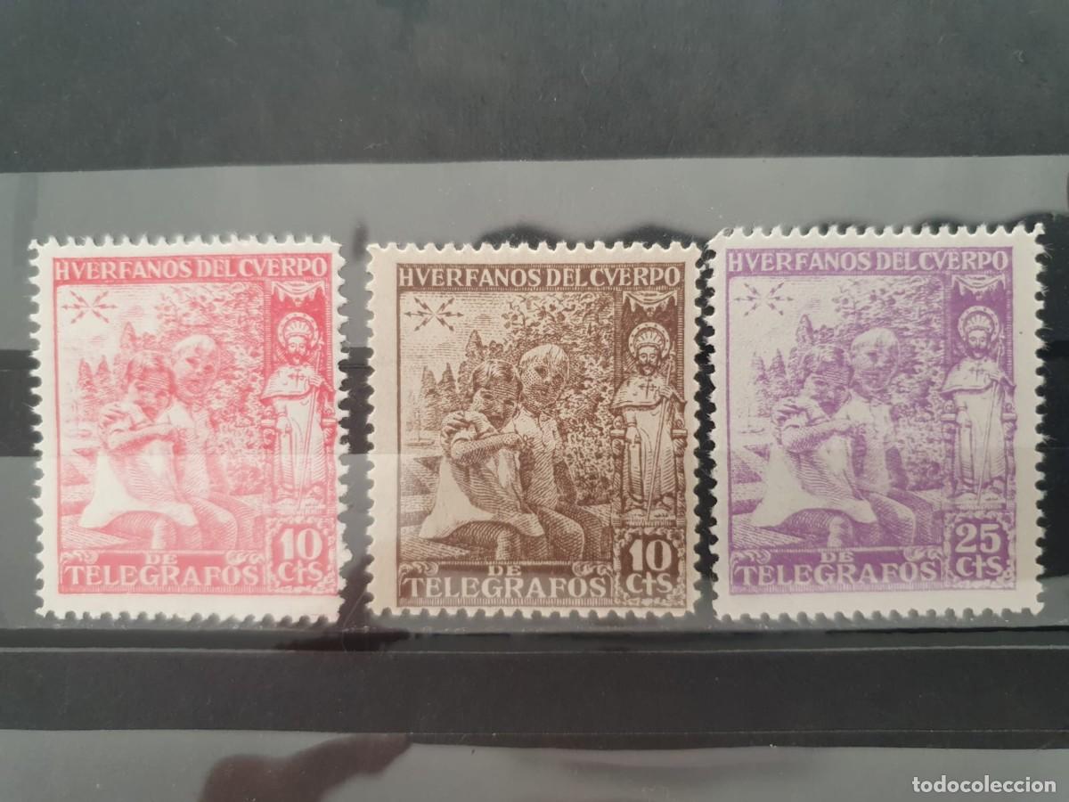 Sellos: BENEFICENCIA HUERFANOS DE TELEGRAFOS EDIFIL 17 ** + 18 ** + 19 ** ESPA&Ntilde;A 1938