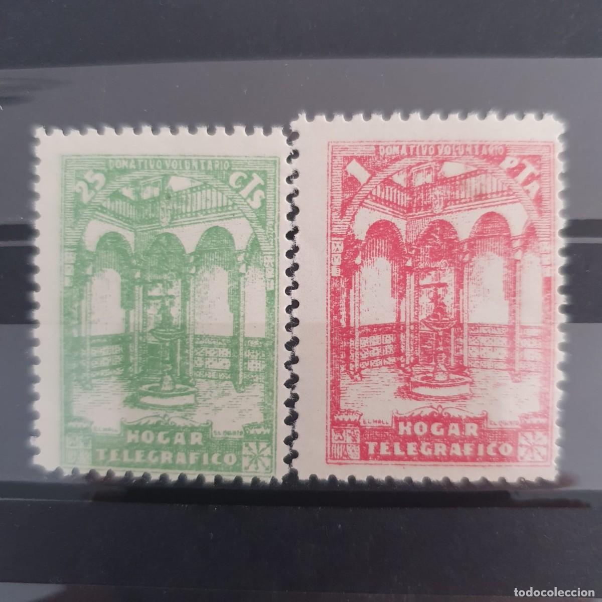 Sellos: BENEFICENCIA HUERFANOS DE TELEGRAFOS EDIFIL 14 ** + 15 ** ESPA&Ntilde;A 1938