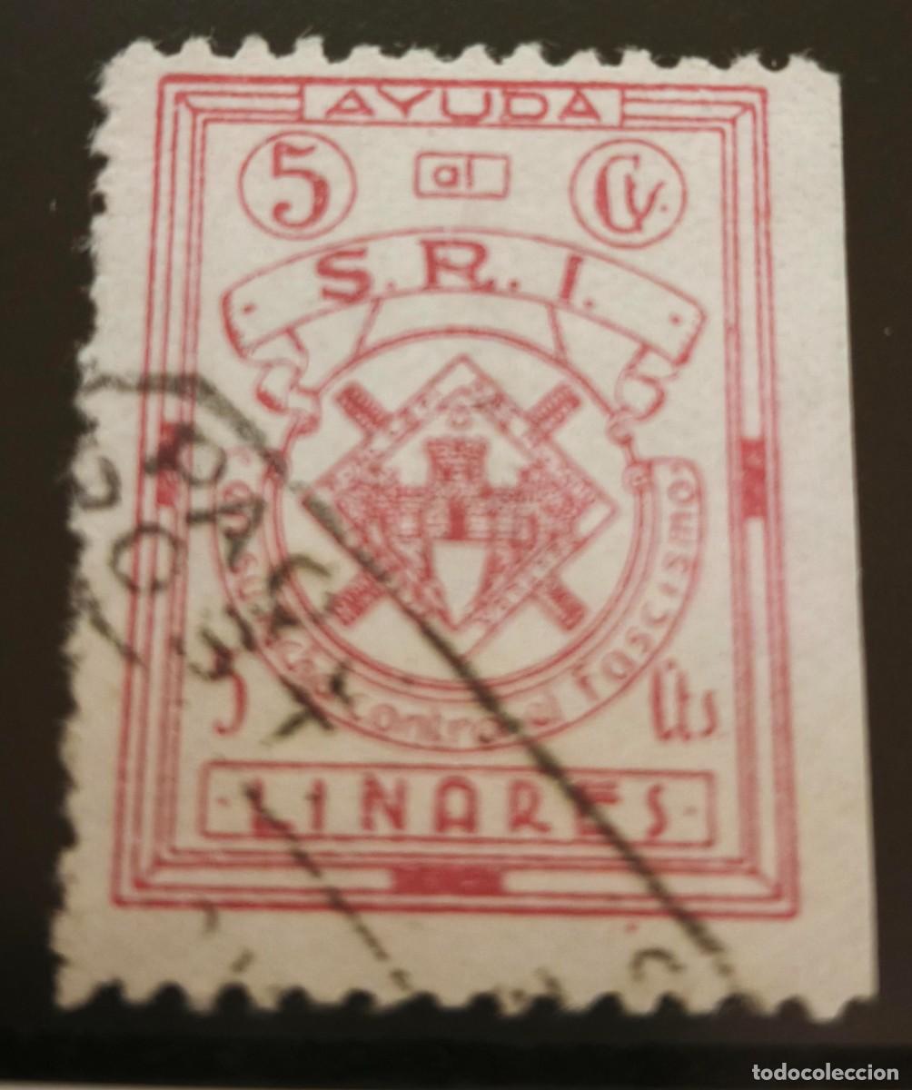 Sellos: LINARES (JAEN) . EDIFIL 1 US. 5 CTS S.R.I. USADO.