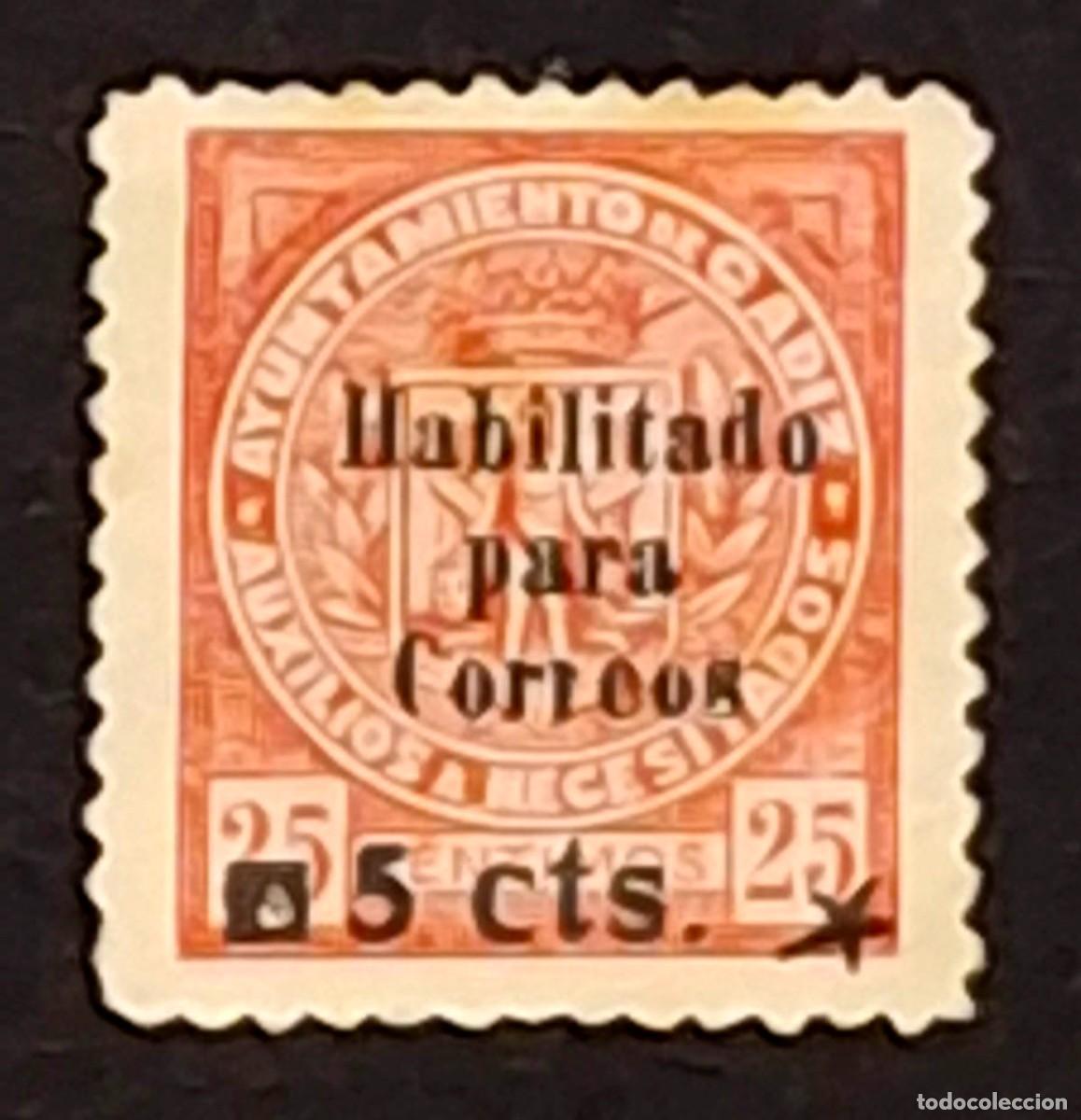 Sellos: 1937, CADIZ GALVEZ 154 - HABILITADO PARA CORREOS
