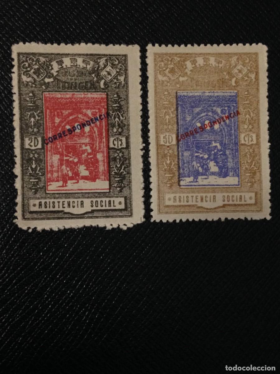 Sellos: rare paire de timbres locaux de la guerre civile d'Espagne ( 1936 / 1939 ) Zone de TANGER