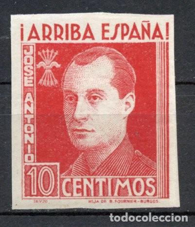 Sellos: FET - JONS FALANGE. Edifil 18. JOS&Eacute; ANTONIO. 10 cts. rojo sin dentar