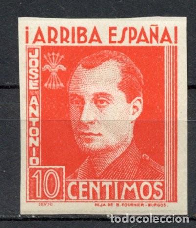 Sellos: FET - JONS FALANGE. Edifil 19As. JOS&Eacute; ANTONIO. 10 cts. naranja sin dentar. No catalogado.