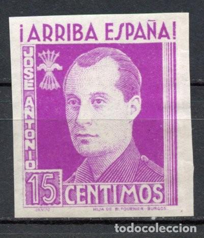 Sellos: FET - JONS FALANGE. Edifil 20s. JOS&Eacute; ANTONIO. 15 cts. malva sin dentar