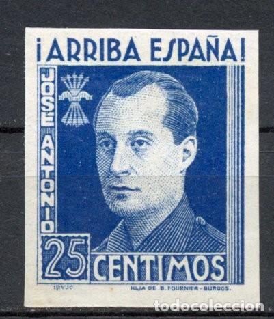 Sellos: FET - JONS FALANGE. Edifil 22s. JOS&Eacute; ANTONIO. 25 cts. azul sin dentar