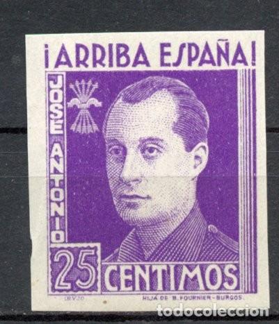 Sellos: FET - JONS FALANGE. Edifil 23s. JOS&Eacute; ANTONIO. 25 cts. violeta sin dentar