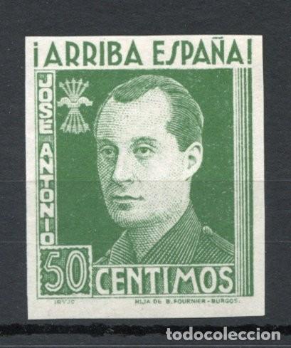Sellos: FET - JONS FALANGE. Edifil 25s. JOS&Eacute; ANTONIO. 50 cts. verde sin dentar