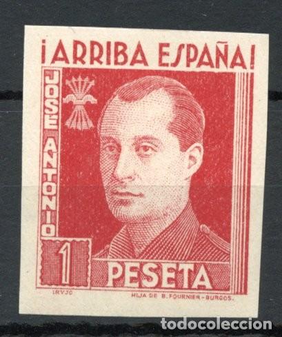 Sellos: FET - JONS FALANGE. Edifil 27s. JOS&Eacute; ANTONIO. 1 Pts. carm&iacute;n sin dentar (no casta&ntilde;o violeta)