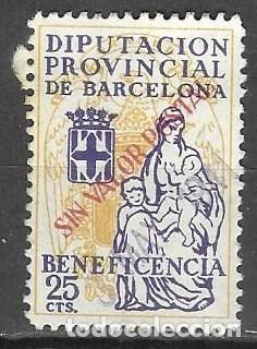 Sellos: VI&Ntilde;ETA DE BENEFICENCIA * &ndash; DIPUTACI&Oacute;N PROVINCIAL DE BARCELONA &ndash; 25 CTS.