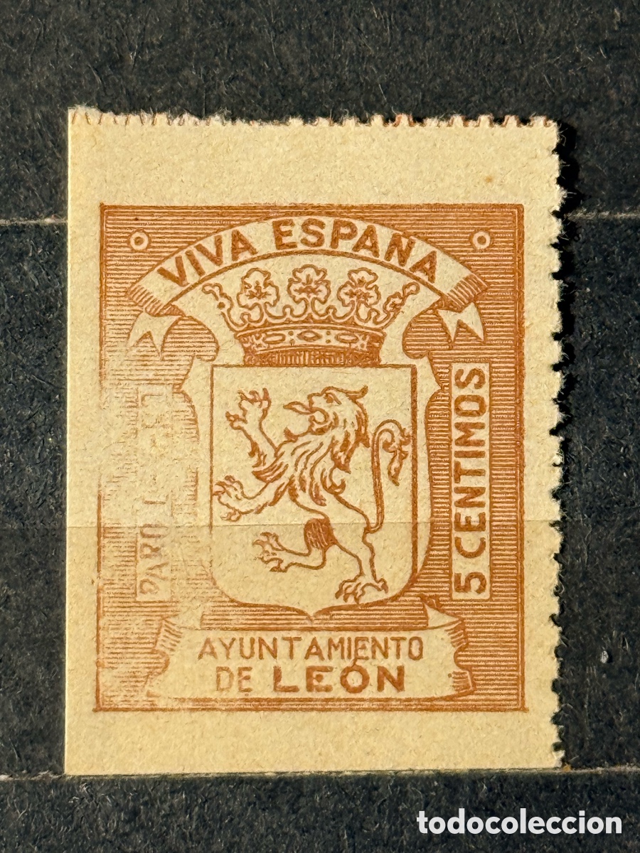 Sellos: Espa&ntilde;a. 1936/1939. Guerra Civil. Emisiones locales patri&oacute;ticas. Le&oacute;n. Fesofi 1. Nuevo **