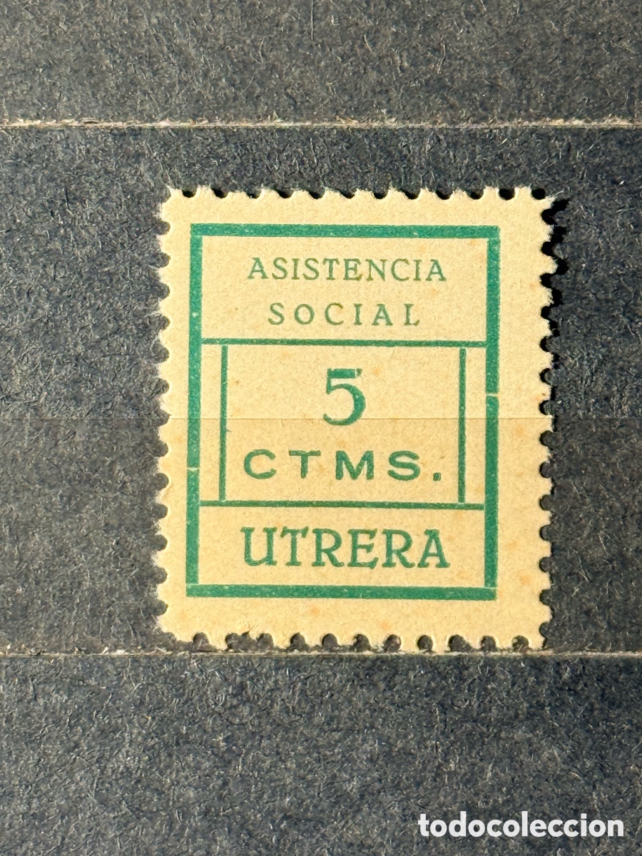 Sellos: Espa&ntilde;a. 1936/1939. Guerra Civil. Emisiones locales patri&oacute;ticas. Utrera . Fesofi 1. Nuevo **