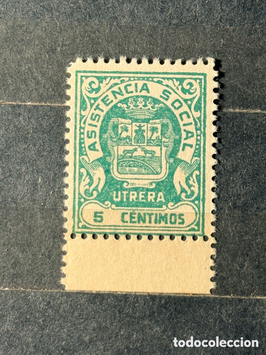 Sellos: Espa&ntilde;a. 1936/1939. Guerra Civil. Emisiones locales patri&oacute;ticas. Utrera . Fesofi 5. Nuevo **