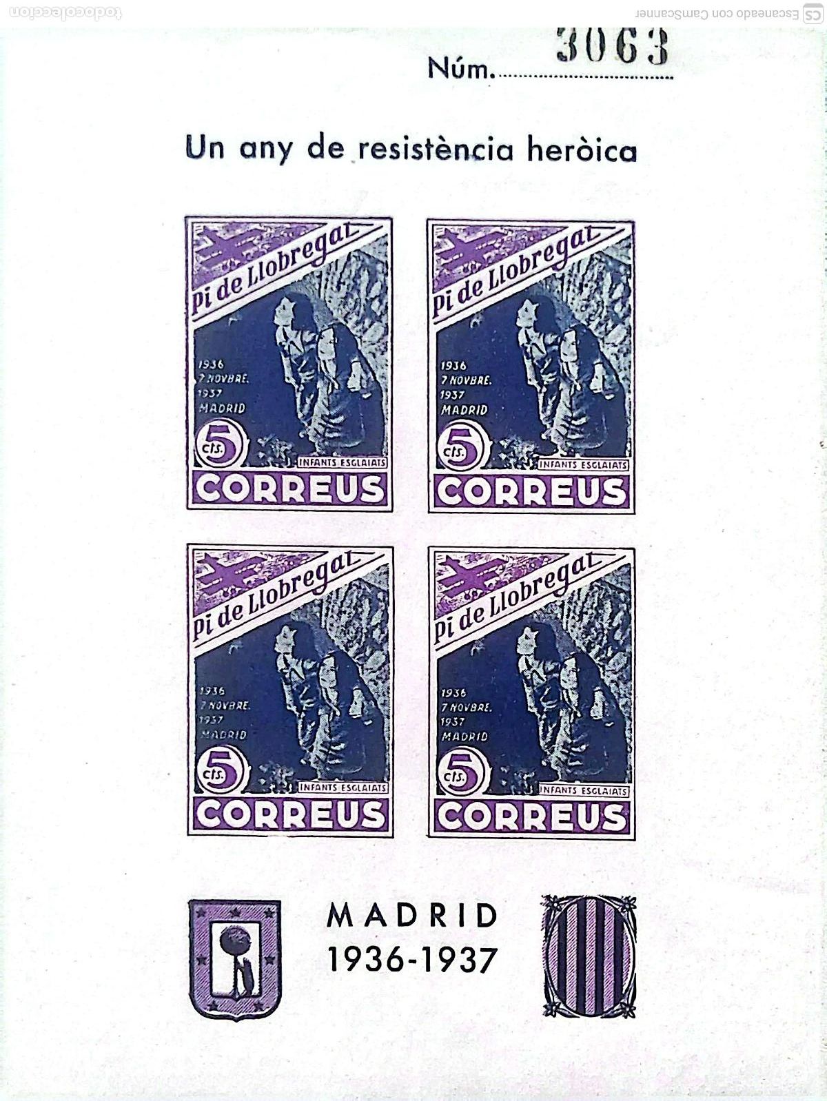 Sellos: Vi&ntilde;eta Guerra Civil: HB Pi de Llobregat III. Un any de resist&egrave;ncia her&ograve;ica. Madrid 1936-37. Sin den