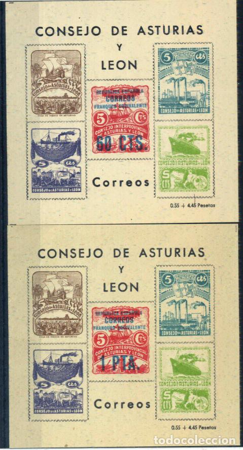 Sellos: Espa&ntilde;a - Consejo de Asturias y Le&oacute;n - Hojas bloque sobrecargadas (60 cts+1 pta)