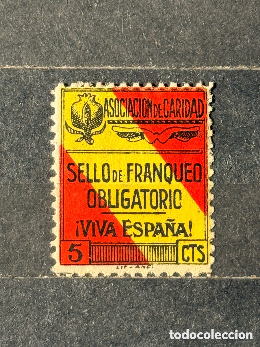 Sellos: Espa&ntilde;a. 1936/1939. Guerra Civil. Emisiones locales patri&oacute;ticas. Granada. Fesofi 34. Nuevo **