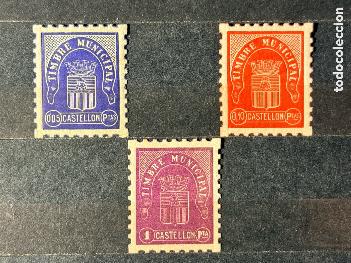 Sellos: Espa&ntilde;a. 1936/1939. Guerra Civil. Emisiones locales republicanas . Castell&oacute;n. Fesofi 62/64. Nuevo *