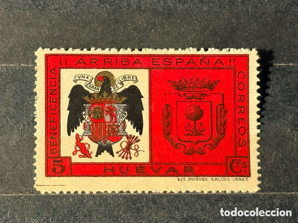 Sellos: Espa&ntilde;a. 1936/1939. Guerra Civil. Emisiones locales patri&oacute;ticas. Hu&eacute;var. Fesofi 47. Nuevo **