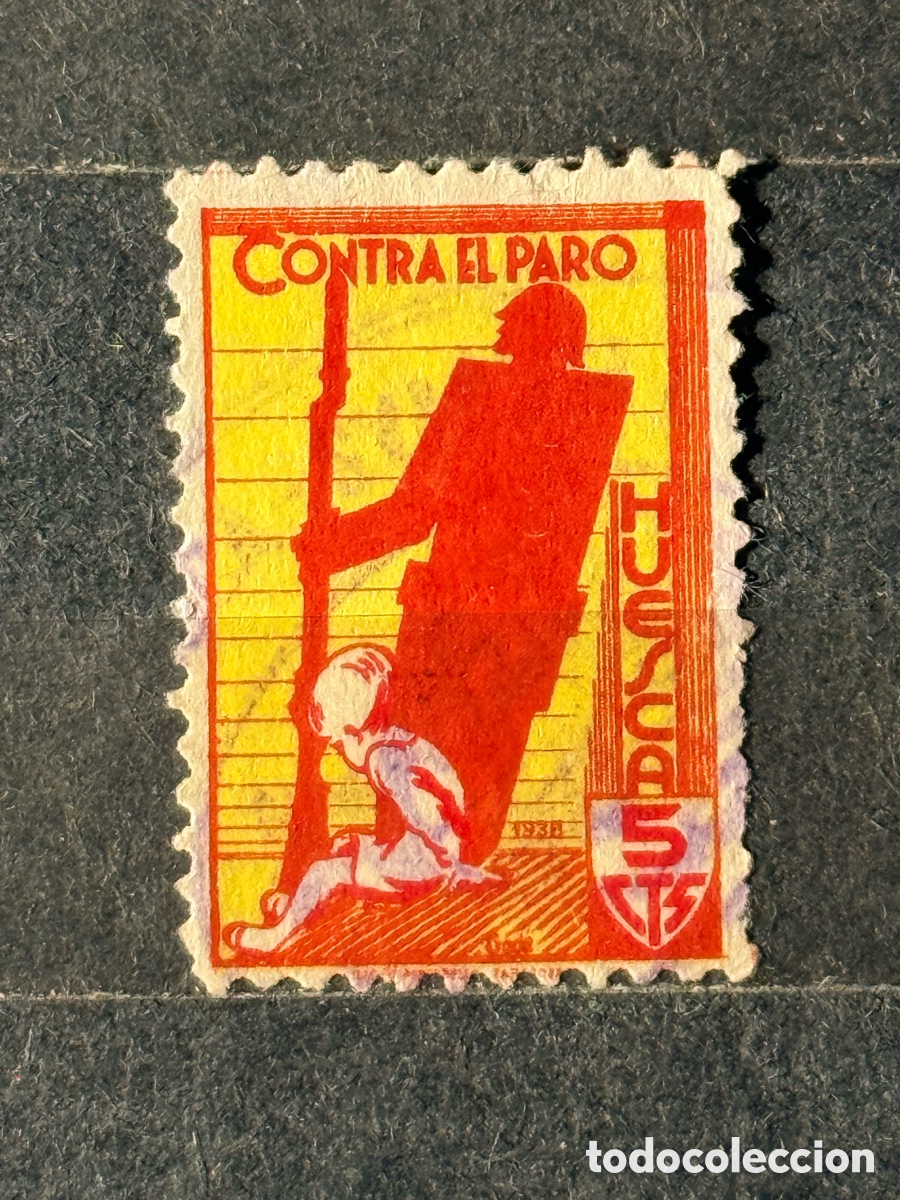 Sellos: Espa&ntilde;a. 1936/1939. Guerra Civil. Emisiones locales republicanas. Huesca. Fesofi 16. Usado