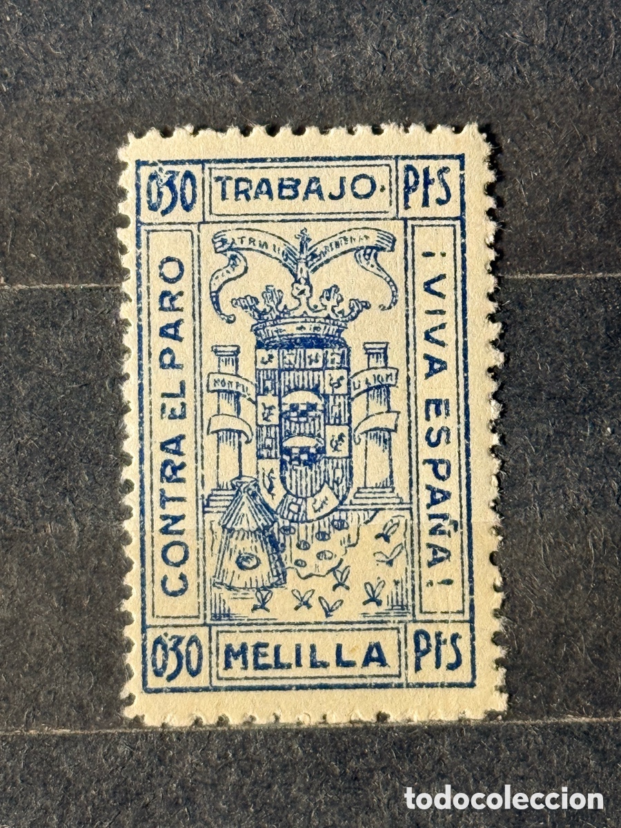 Sellos: Espa&ntilde;a. 1936/1939. Guerra Civil. Emisiones locales patri&oacute;ticas. Melilla. Fesofi 5. Nuevo **