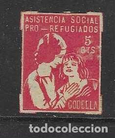 Sellos: GODELLA-VALENCIA-- 5 CTS- P BAJO GODELLA DE 8 MILIMETROS- ASISTENCIA SOCIAL,PRO REFUGIADOS VER FOTOS