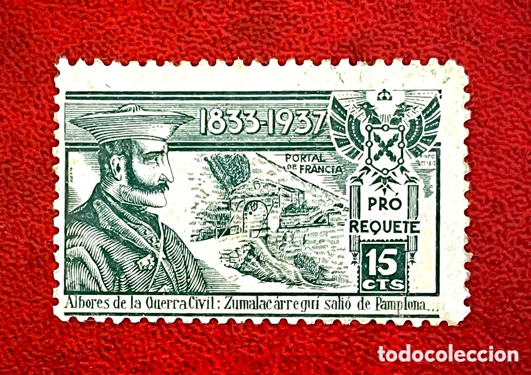 Sellos: Curioso sello Guerra Civil Homenaje Zumalac&aacute;rregui 1937
