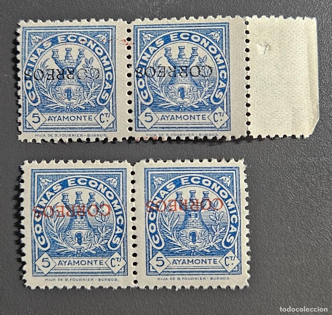 Sellos: AYAMONTE (Huelva) - Dos Parejas Vi&ntilde;etas &rdquo;Cocinas Econ&oacute;micas&rdquo; 5 Cts. Nueva (** MNH)