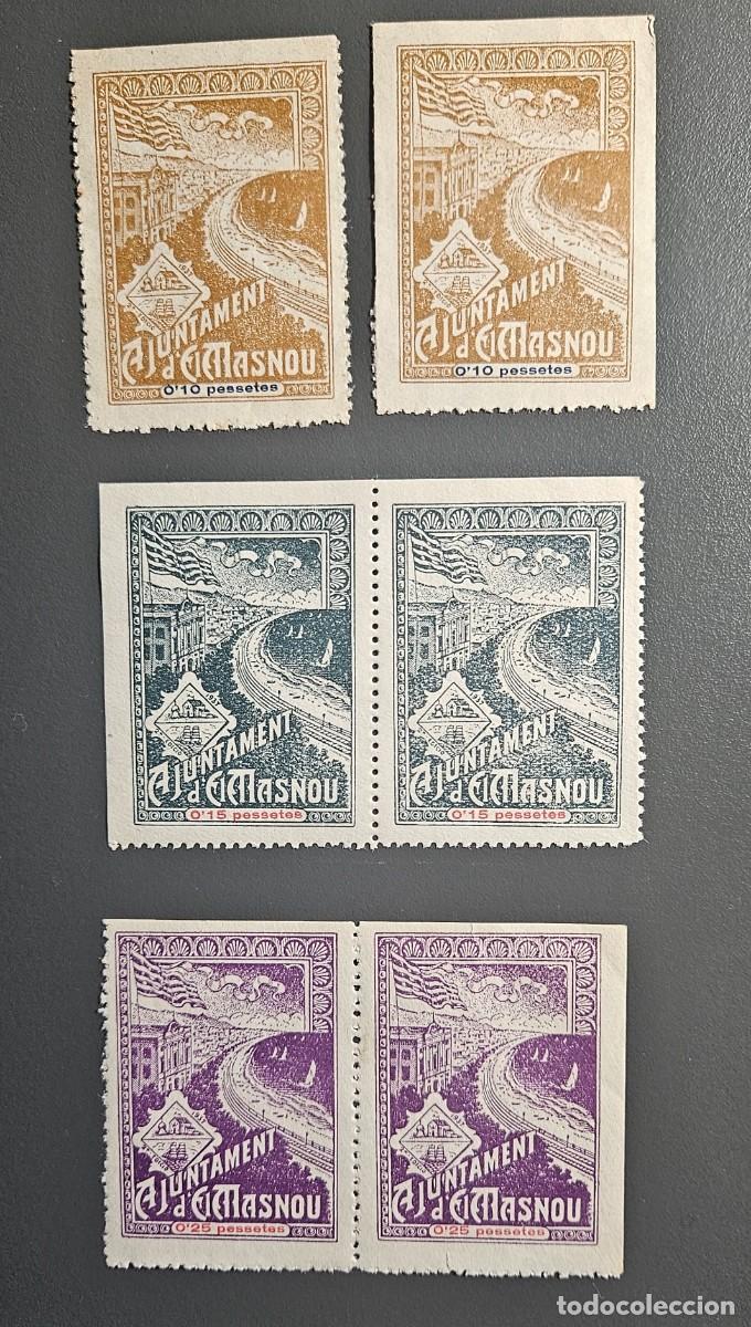 Selos: EL MASNOU (Barcelona) 1937 - Serie Completa en 3 Parejas Horizontales Numeradas - Nueva (** MNH)