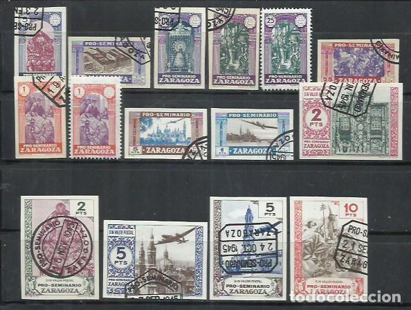 Sellos: Q848A-LOTE SELLOS VI&Ntilde;ETAS EL PILAR SEMINARIO ZARAGOZA 1945 PRO SEMINARIO.VI&Ntilde;ETOFILIA,FISCALES,CENICI