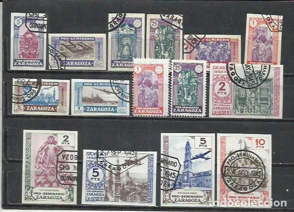 Sellos: Q848B-LOTE SELLOS VI&Ntilde;ETAS EL PILAR SEMINARIO ZARAGOZA 1945 PRO SEMINARIO.VI&Ntilde;ETOFILIA,FISCALES,CENICI