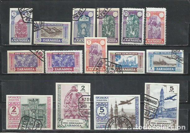 Sellos: Q848E-LOTE SELLOS VI&Ntilde;ETAS EL PILAR SEMINARIO ZARAGOZA 1945 PRO SEMINARIO.VI&Ntilde;ETOFILIA,FISCALES,CENICI