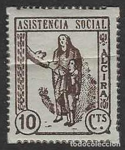 Sellos: ALCIRA (VALENCIA). ASISTENCIA SOCIAL. 10 CTS.