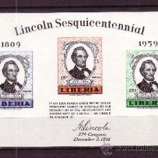 Sellos: LIBERIA HB 14*** - AÑO 1959 - 150º ANIVERSARIO DEL NACIMIENTO DE ABRAHAM LINCOLN