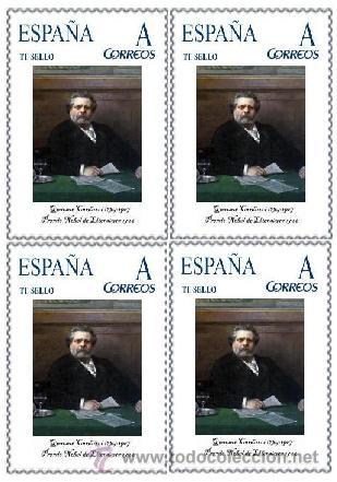 Sellos: TU SELLO Giousue Carducci bloque de 4 - Foto 1