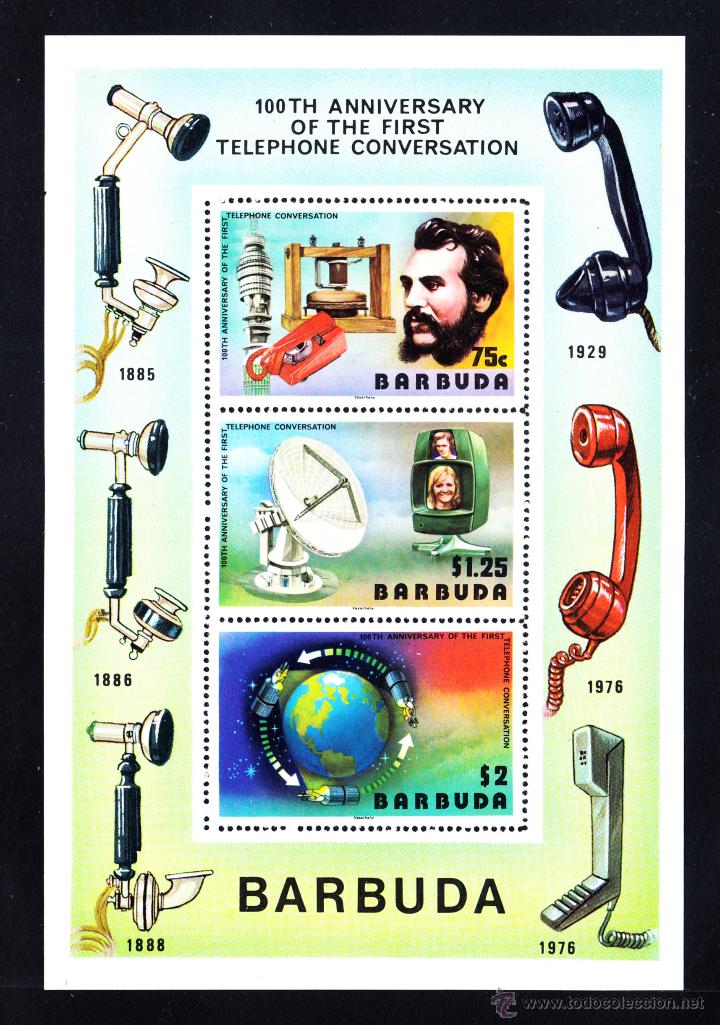 Sellos: BARBUDA HB 20** - A&Ntilde;O 1977 - CENTENARIO DEL TEL&Eacute;FONO - Foto 1