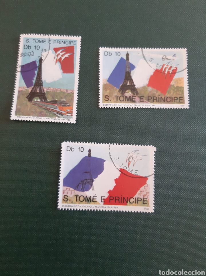 Sellos: 1989 Santo Tome torre Eiffel - Foto 1