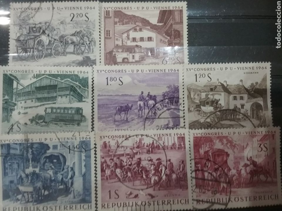 Francobolli: Sellos Austria (Osterreich) nmtdos/1964/15 Congreso U.P.U/Viena/coche/caballo/arquitectura/monta&ntilde;as/