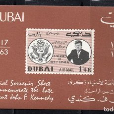 Sellos: DUBAI/1963/MNH/SC#C27 SS/JOHN F. KENNEDY / JFK / MINI HOJA. Lote 217594181