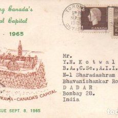 Sellos: CANADA IVERT Nº 365, CENTENARIO DE LA CAPITALIDAD DE OTTAWA. PRIMER DÍA DE 8-8-1965. Lote 401747849