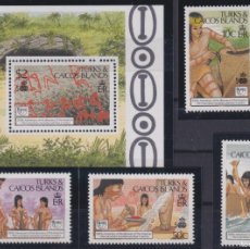 Sellos: F-EX47589 TURKS & CAICOS MNH 1990 INDIAN ARCHEOLOGY PICTOGRAM DISCOVERY COLUMBUS.