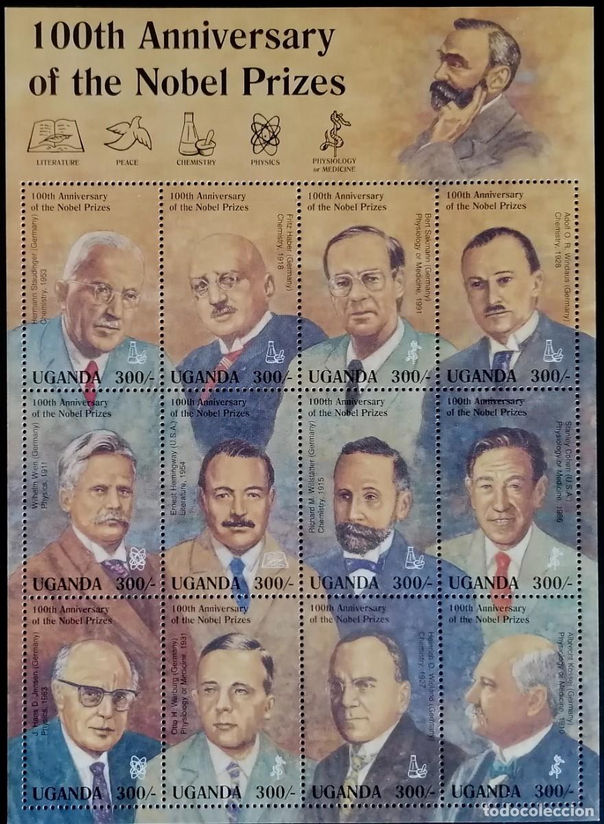 Sellos: UGANDA- 1995 - HB PREMIOS NOBEL / CENTENARIO . - Foto 1