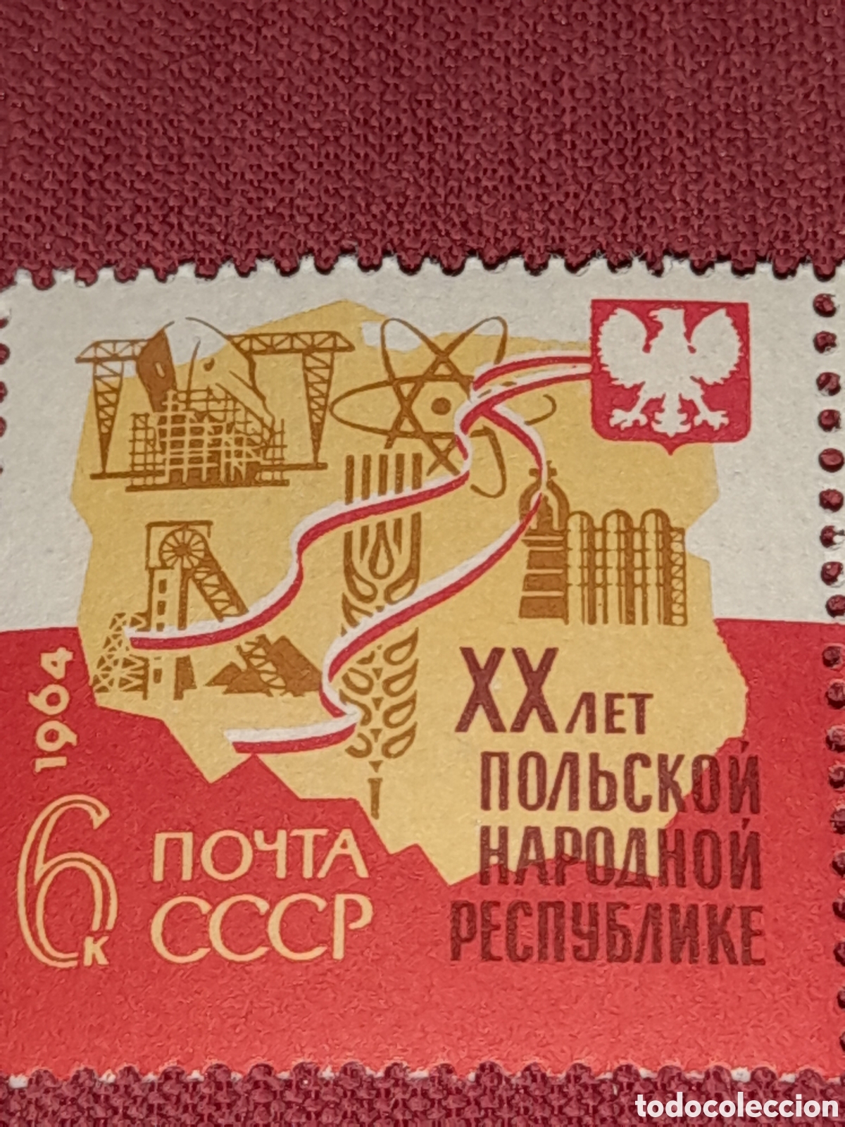 Sellos: Sello Rusia (CCCP,URSS) nuevo 1964. 20Aniv republica polaca Escudo armas. &Aacute;tomo. Nuclear. Aguila. Av