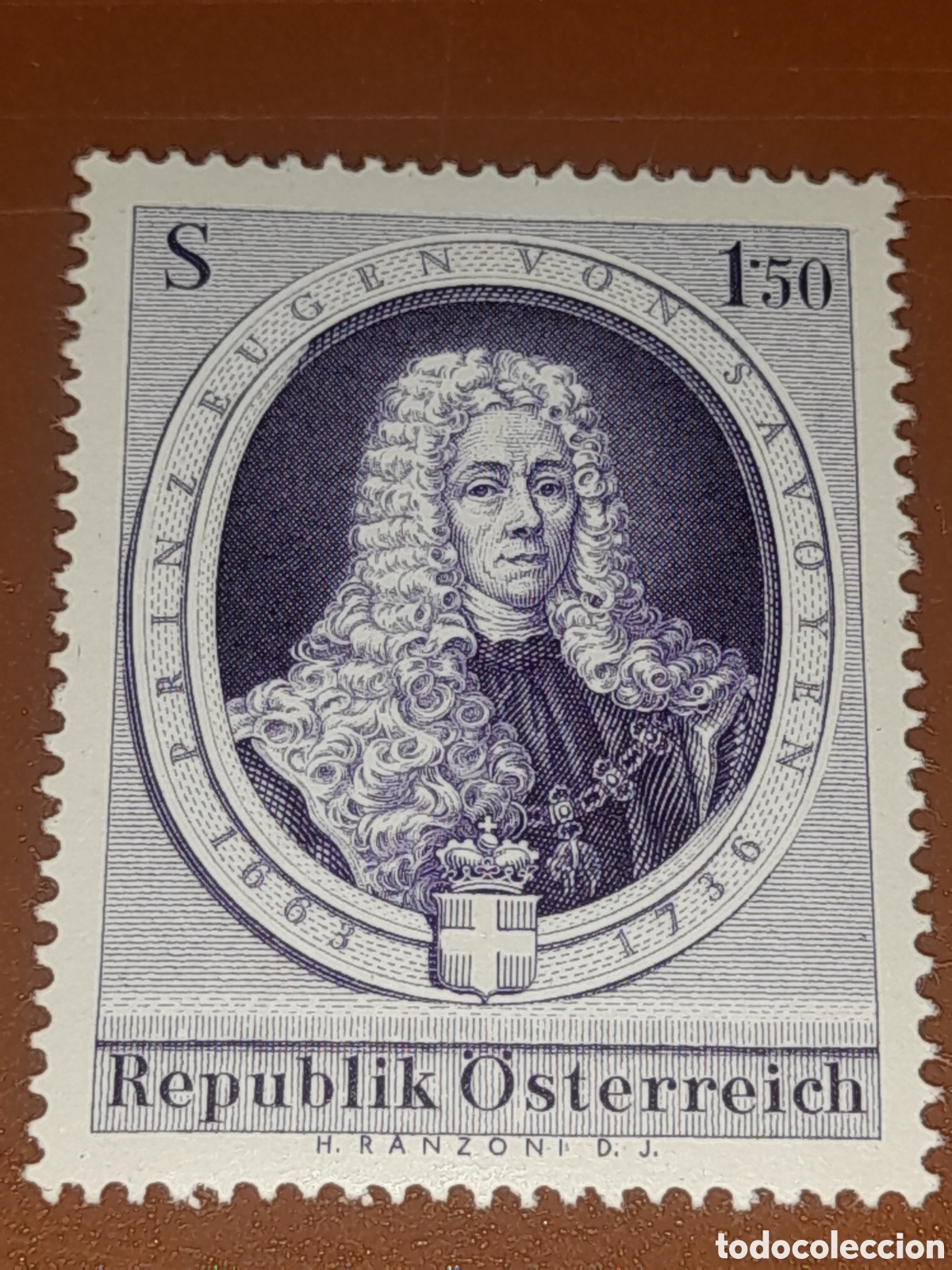 Sellos: Sello Austria nuevo 1963. 300Aniv nacimiento Pr&iacute;ncipe Eugenio Saboya. Hustoria. Monarqu&iacute;a. Jefes es