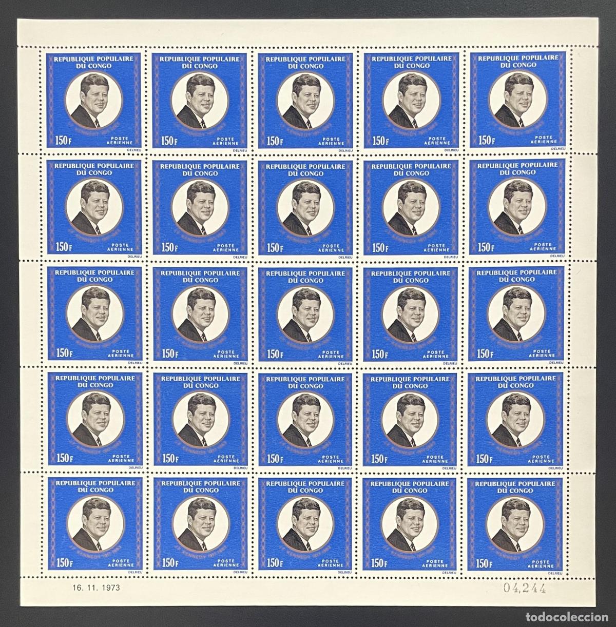 Stamps: Congo 1973 YT PA 181 tabl&oacute;n John F. Kennedy JFK presidente Estados Unidos pol&iacute;tica