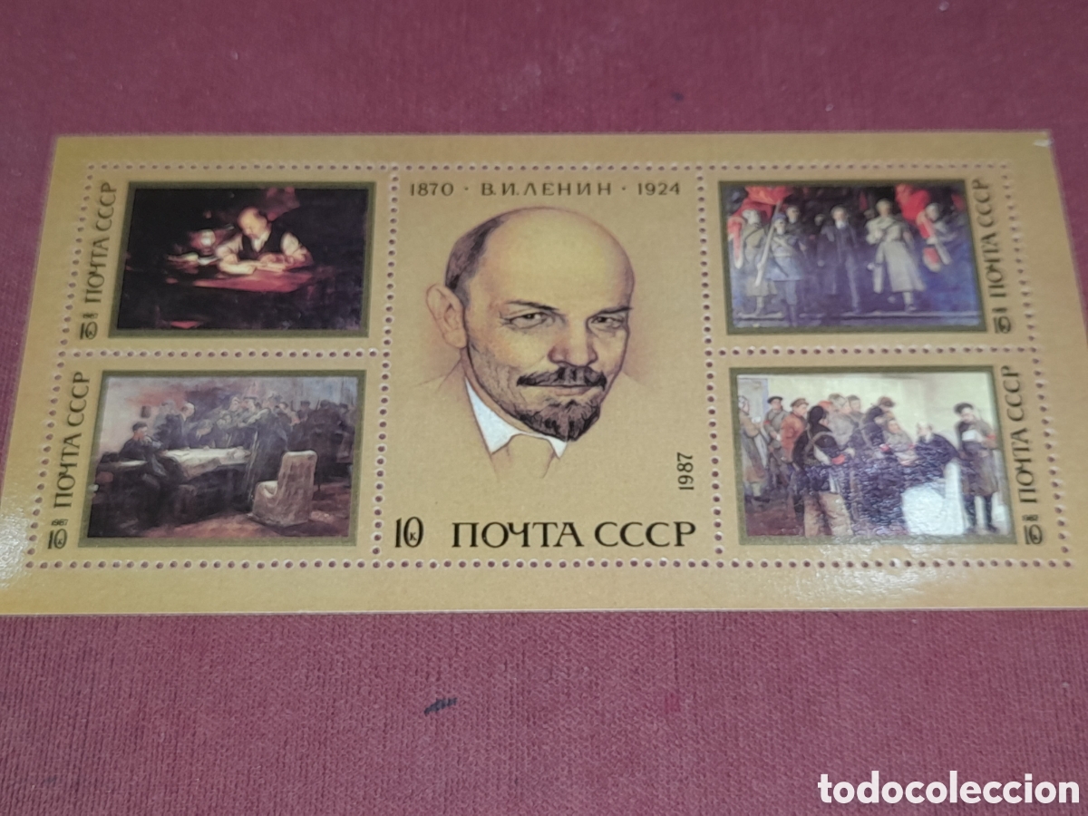 Sellos: HB Rusia (CCCP,URSS) nuevo 1987. 142Aniv nacimientomLenin. Dictador. Jefe estado. Escenas. Pinturas
