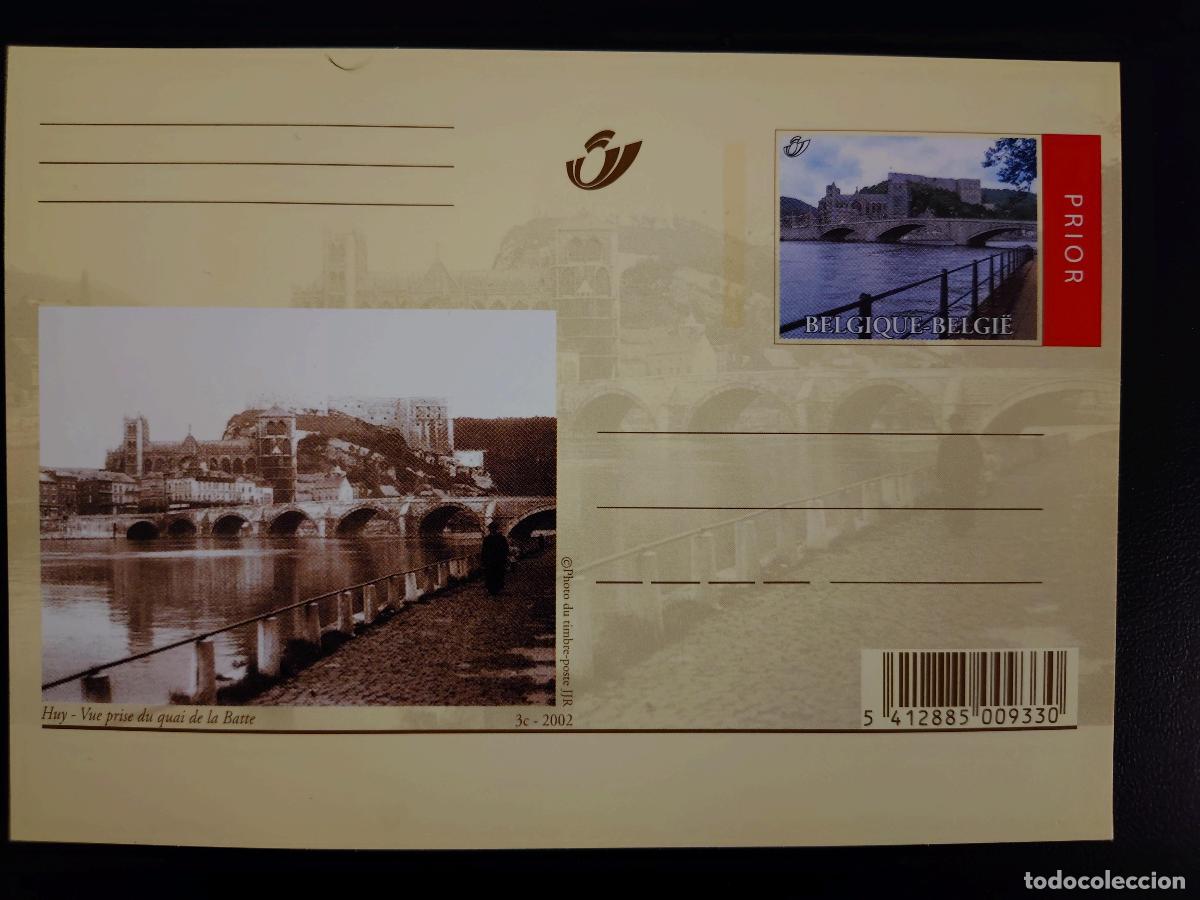Sellos: Tarjeta postal B&eacute;lgica 2002 Huy vista desde el muelle de la Batte stationery