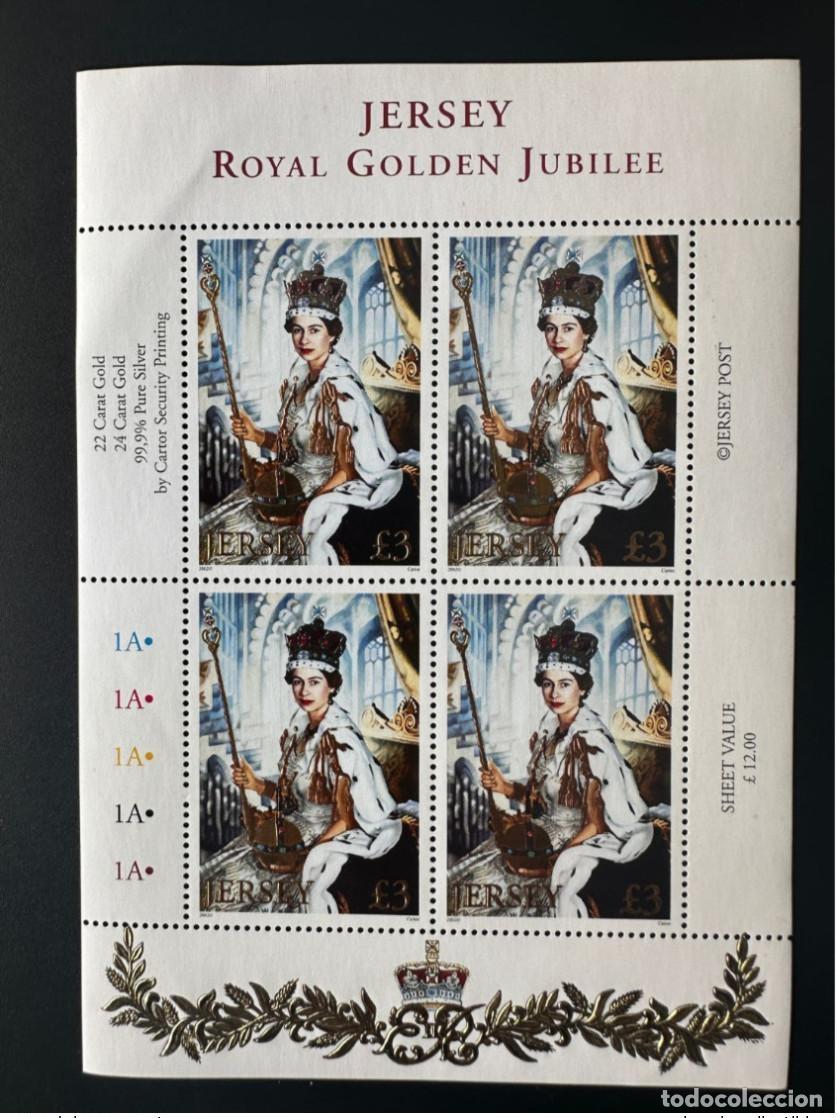 Sellos: VARIEDAD Jersey 2002 Mi. 1017: &iexcl;FALTA LA NUMERACI&Oacute;N! Jubileo de Plata Dorado Isabel II