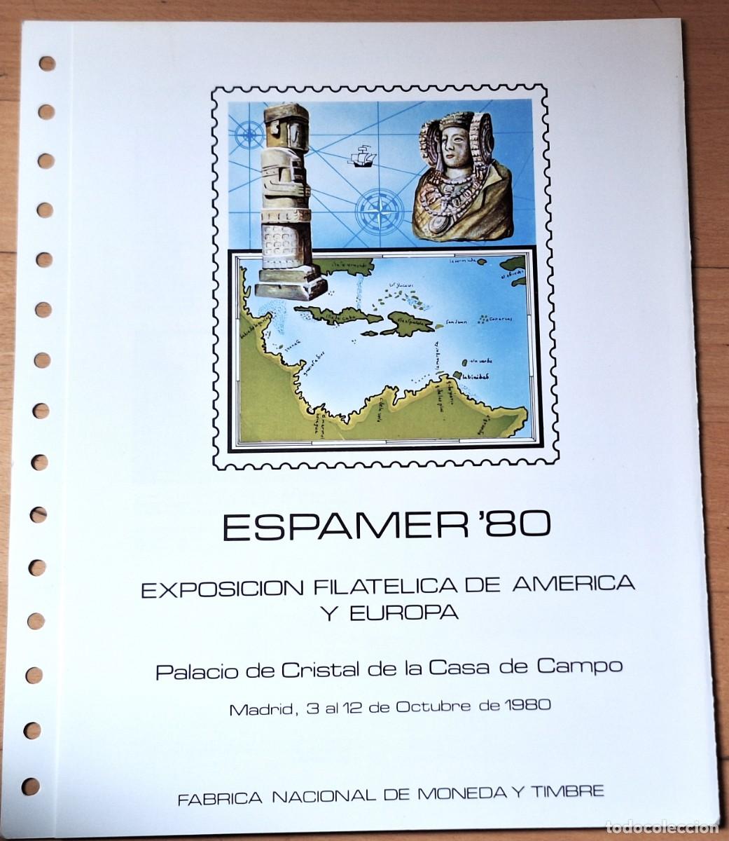 Sellos: SELLOS ESPA&Ntilde;A 1980 - HOJA DOBLE ESPAMER&acute;80 - MADRID EXPO FIL. DE AMERICA Y EUROPA - COMPLETA NUEVA
